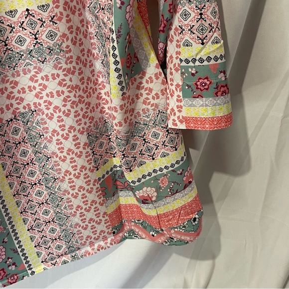 Womens 3/4 Sleeve MultiPrint Multi Color Boho Style Top Size 12 (Large) NWOT - Picture 13 of 16